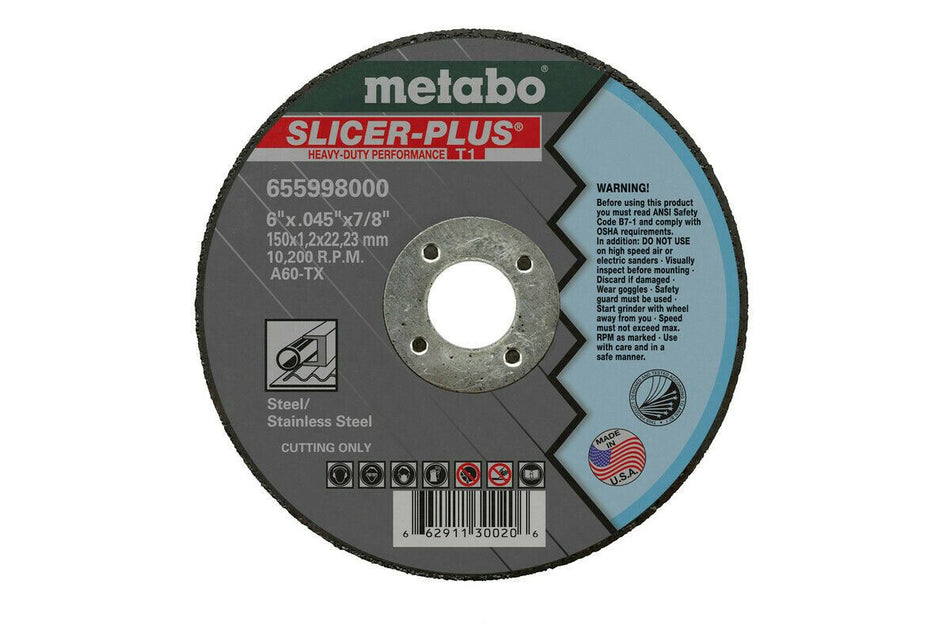 Metabo 655998000 6" Slicer Plus Cutting Wheel Type 1 A60TX (250 pcs)